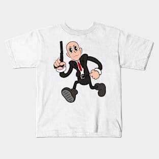 Secret agent bald assassin rubber hose vintage cartoon Kids T-Shirt